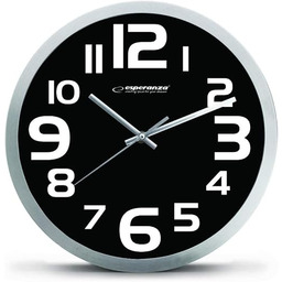 Esperanza zegar ścienny Zurich czarny, aluminium, 25 x