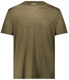 Koszulka męska Gant Linen Ss T-shirt lniany khaki-3XL