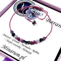 Bransoletka znak zodiaku Baran Granat Rubin Turmalin bransoletka