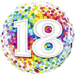 Folat - Balon foliowy Tęczowe Konfetti na 18.urodziny
