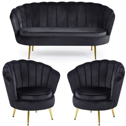 Zestaw Glamour: sofa + 2 fotele muszelki ELIF