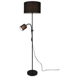 Lampa podłogowa do czytania z dwoma reflektorami czarna