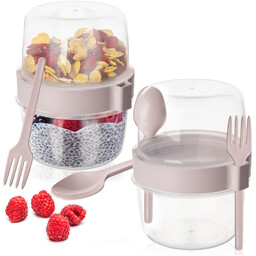 Pojemnik kubek na jogurt z łyżeczką lunchbox 370
