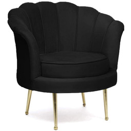 Fotel muszelka ELIF Welur Czarny