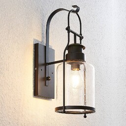 Lindby Rozalie kinkiet, czarny, metal, latarnia, 44cm