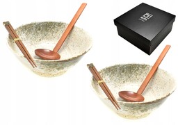 Komplet 2 misek z łyżkami i pałeczkami Ramen