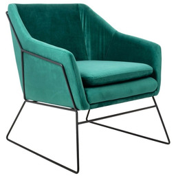 Fotel EMMA VELVET Welur Zielony ciemny Podstawa czarna
