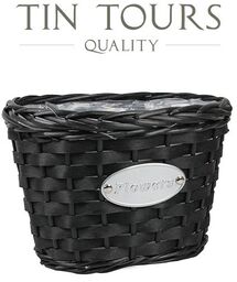 CZARNY OWALNY KOSZYK WIKLINOWY Z FOLIĄ 27x20x19 cm