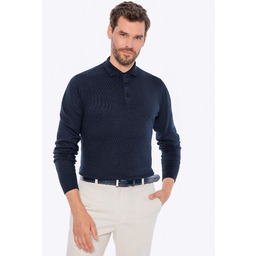Sweter męski z bawełny z domieszką kaszmiru granatowy