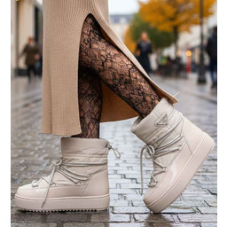 Ocieplane śniegowce damskie Beżowe