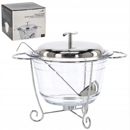 Naczynie Szklane 3.9L Z Pokrywką Nierdzewną Podgrzewacz+chochla