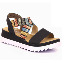 Komfortowe sandały damskie na koturnie multikolor Rieker V44G8-14