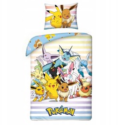 Pościel bawełna 140x200 Pokemon pikachu pokemony