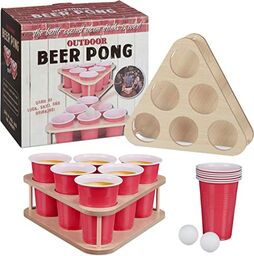 Relaxdays 10039136 Beer Pong Set, 16-częściowy zestaw Bierpong,