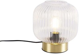 QAZQA Lampa stołowa Art Deco Mosiądz ze szkłem