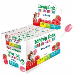 Zdrowy Lizak Mniam-Mniam na gardło malina kształt łezki,