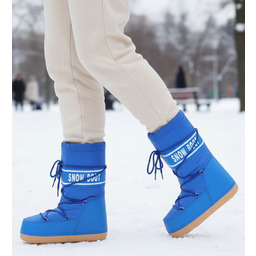 Niebieskie wysokie kozaki śniegowce damskie /D7-1 18593 T235/