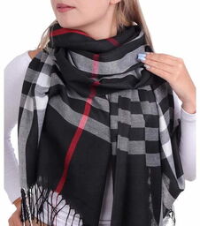 Stylion Ciepły szalik damski Cashmere angielska krata SZA-11