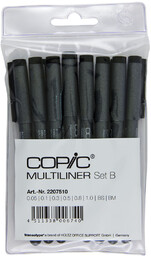 COPIC Multiliner Zestaw 8 grubości Set Bczerń