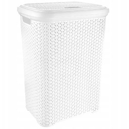 Kosz na pranie plastikowy biały 55 l
