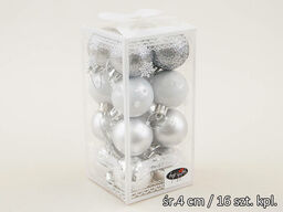 Bombki choinkowe srebrne - 4 cm - 16