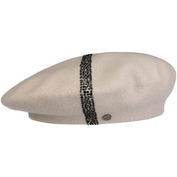 Beret Baskijski Wełniany Stonestripe by Lierys, jasnobeżowy, One