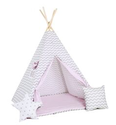 Namiot tipi dla dzieci, bawełna, okienko, poduszka, landrynkowa