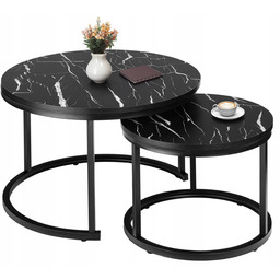 Stoliki Kawowe Okrągłe 2W1 Zestaw Stolików Kawowych Marmur