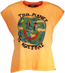 DESIGUAL POMARAŃCZOWY T-SHIRT DAMSKI Z KRÓTKIM RĘKAWEM