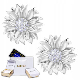 Kolczyki Lśniące Kwiatki Srebrne Kwiaty z Cyrkoniami Kwiat