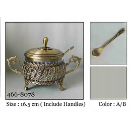 Cukiernica złota z łyżeczką platerowana stare złoto