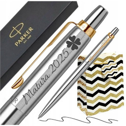 DŁUGOPIS PARKER JOTTER STALOWY ZŁOCONY + GRAWER PREZENT