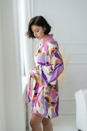Wiskozowy szlafrok-kimono - multikolor