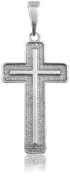 Elegancki oksydowany srebrny wisior duży krzyż na gruby