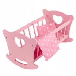 DREWNIANE ŁÓŻECZKO DLA LALKI DUŻA KOŁYSKA POŚCIEL KOŁDERKA