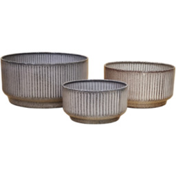 Zestaw 3 donic metalowych NILGIRI STRIPE BOWL szary