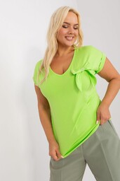 Bluzka plus size z kokardą jasny zielony