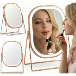 Lusterko Do Makijażu PREMIUM Kosmetyczne POŁYSK Metalowe PODŚWIETLANE