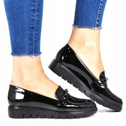 CZARNE MOKASYNY BUTY PÓŁBUTY KOTURNY WYGODNE LEKKIE WKŁADKA