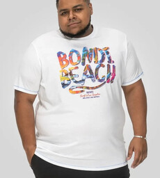 Duży T-shirt Męski z Letnim Motywem Biały SYDNEY-D555