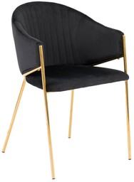 Krzesło Glamour czarne DC-890-1 welur, złote nogi