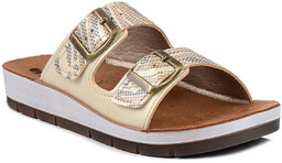 Klapki damskie beżowe regulowane skórzana wkładka Inblu CP-45-36