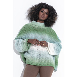 PASTELOWY SWETER Z SZEROKIMI RĘKAWAMI 36/38 ZIELONY