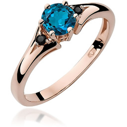 Złoty pierścionek Topaz London Blue 0,50ct różowe złoto