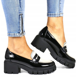 PÓŁBUTY MOKASYNY NA PLATFORMIE GRUBA PODESZWA BUTY DAMSKIE