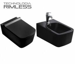 CZARNY ZESTAW: MUSZLA WC RIMLESS + BIDET +
