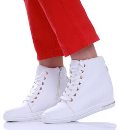Białe sneakersy damskie na koturnie