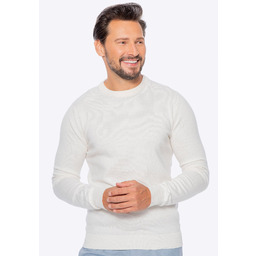 Sweter męski z bawełny z domieszką kaszmiru kremowy