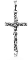 Elegancki oksydowany srebrny wisior duży krzyż na gruby