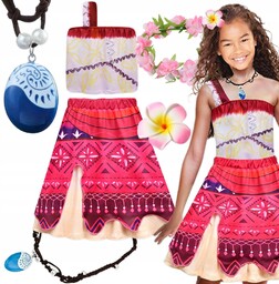 Strój Sukienka Peruka Naszyjnik Moana Vaiana 2 Wianek